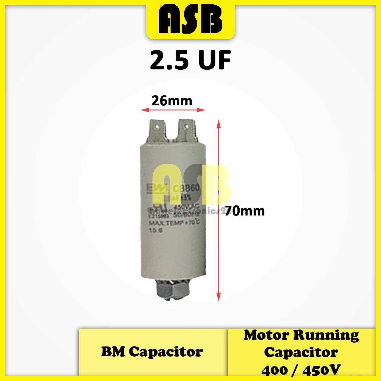 (1pc) BM Capacitor 400V / 450V ( 2.5UF , 3UF , 3.5UF , 4UF , 5UF , 6UF , 7UF , 7.5UF , 8UF , 9UF )