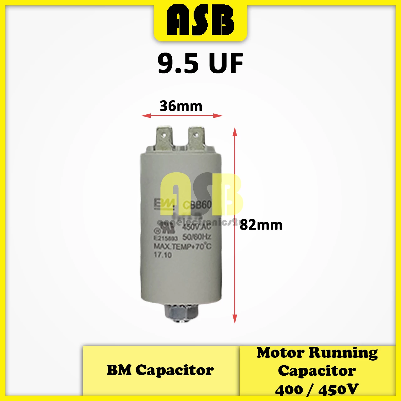 (1pc) BM Capacitor 400V / 450V ( 9.5UF , 10UF , 10.5UF , 12UF , 12.5UF , 14UF , 15UF , 16UF , 18UF , 20UF )