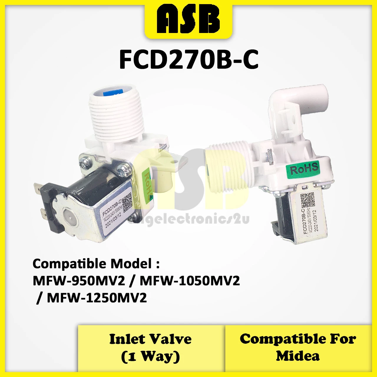 (1pc) ( Compatible : Midea ) Washing Machine Water Inlet Valve / Injap Masuk Air ( 661017080 )