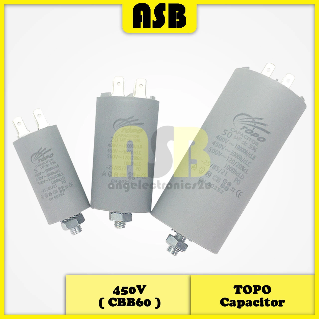 (1pc) TOPO Capacitor 450V ( CBB60 ) ( 3UF , 4UF , 5UF , 6UF , 7.5UF , 8UF , 9UF , 10UF , 12UF , 18UF )