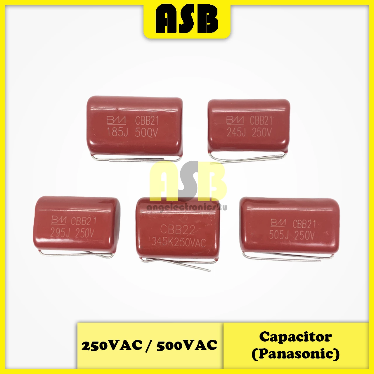 (1pc) CBB21 / CBB22 Capacitor / Condenser ( Panasonic ) ( 250VAC / 500VAC ) ( 1.8uF / 2.4uF / 2.9uF / 3.4uF / 5uF )