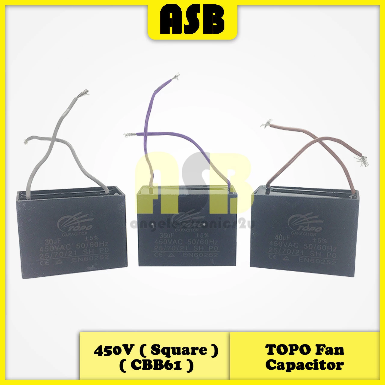 (1pc) TOPO Capacitor 450V ( Square ) ( CBB61 ) ( 30UF , 35 UF , 40UF )