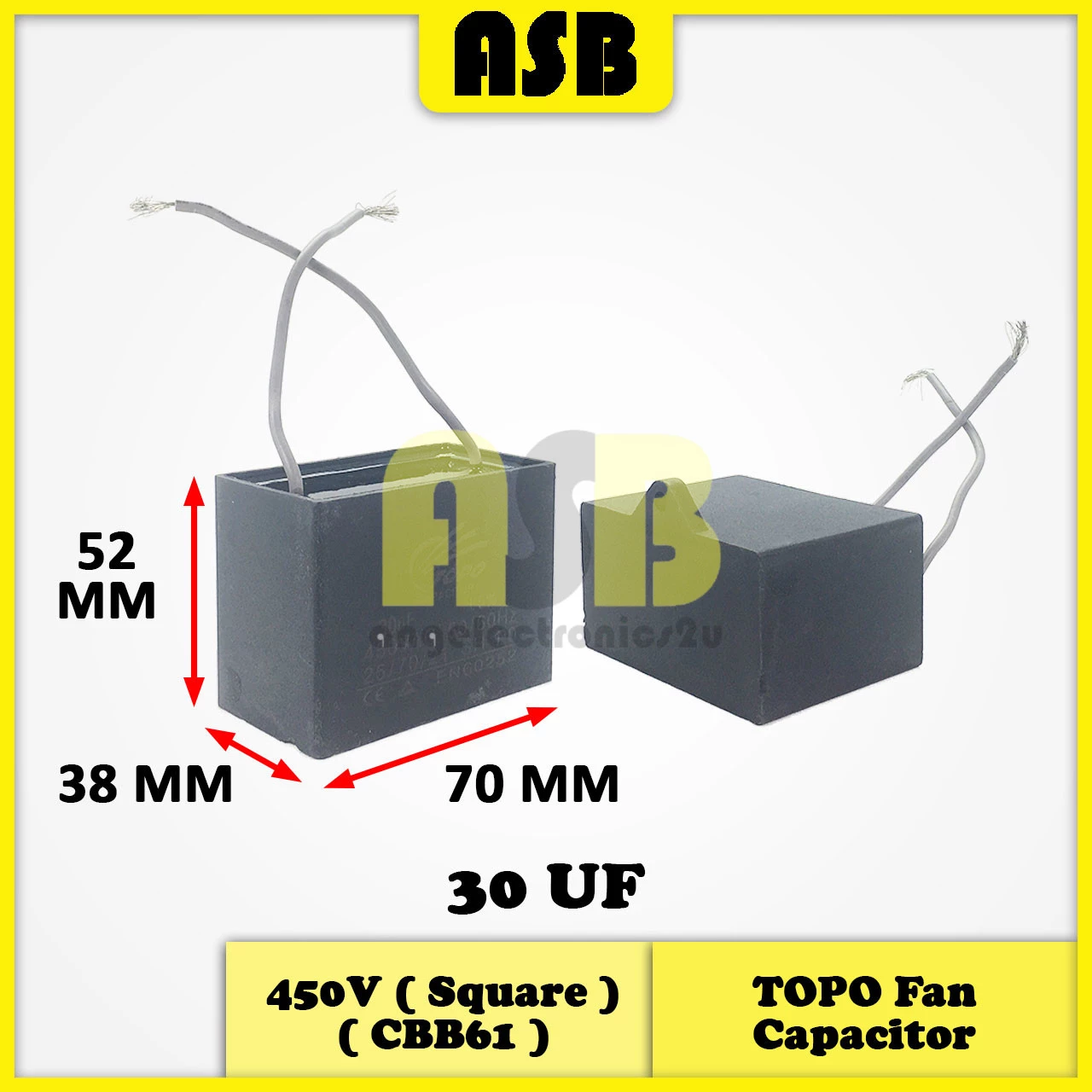 (1pc) TOPO Capacitor 450V ( Square ) ( CBB61 ) ( 30UF , 35 UF , 40UF )