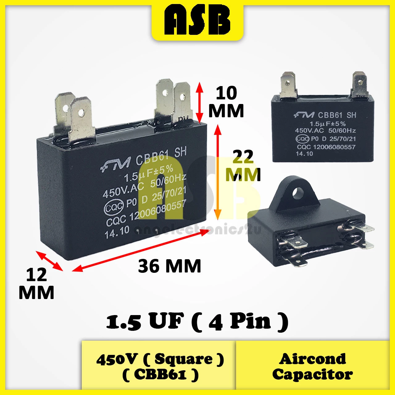 (1pc) FM Aircond Capacitor 450V ( CBB61 ) ( 1.5UF , 2UF , 2.5UF , 3UF , 4UF )