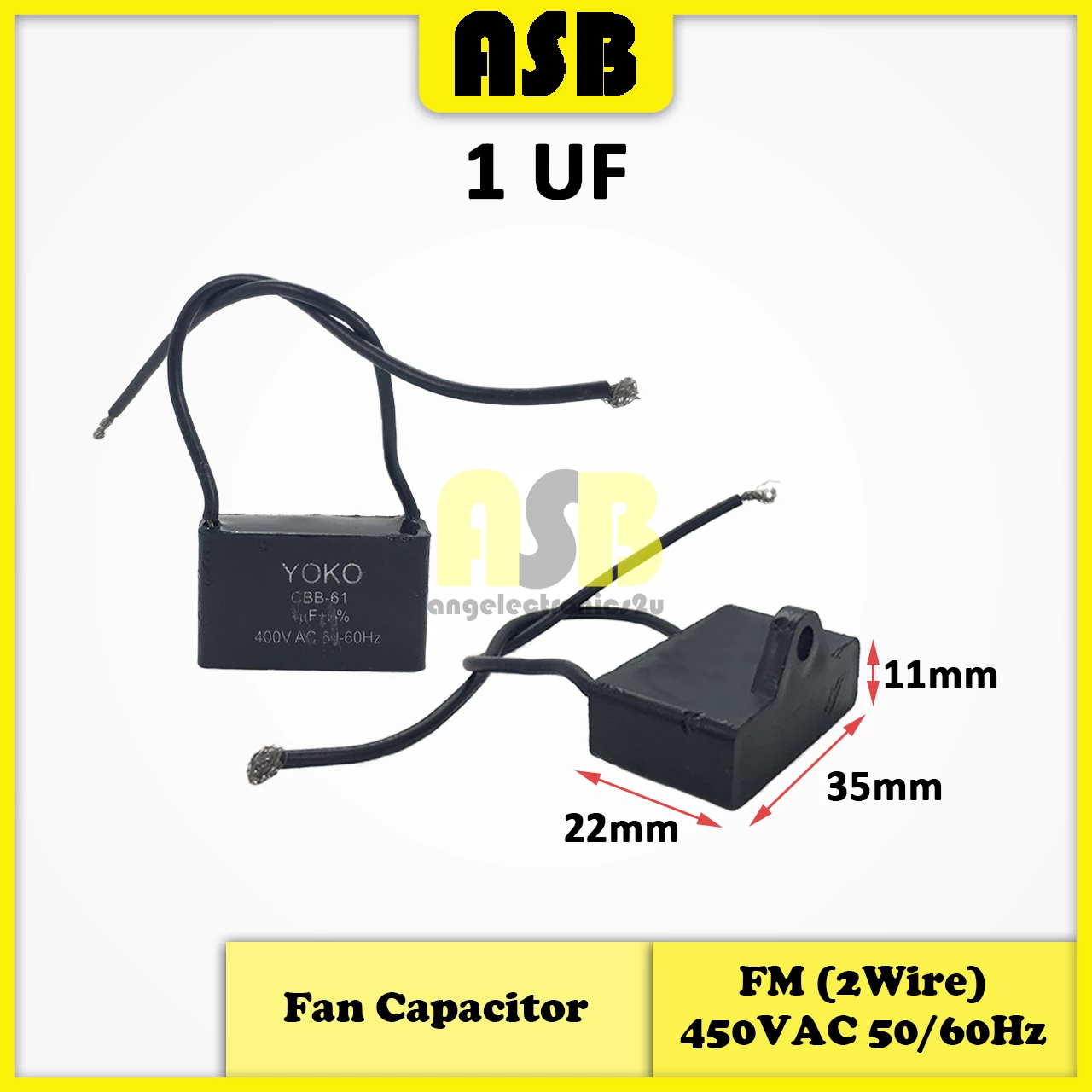 (1pc) FM Fan Capacitor ( 1UF , 1.2UF , 1.25UF , 1.3UF , 1.5UF , 1.8UF , 2UF , 2.2UF , 2.5UF )