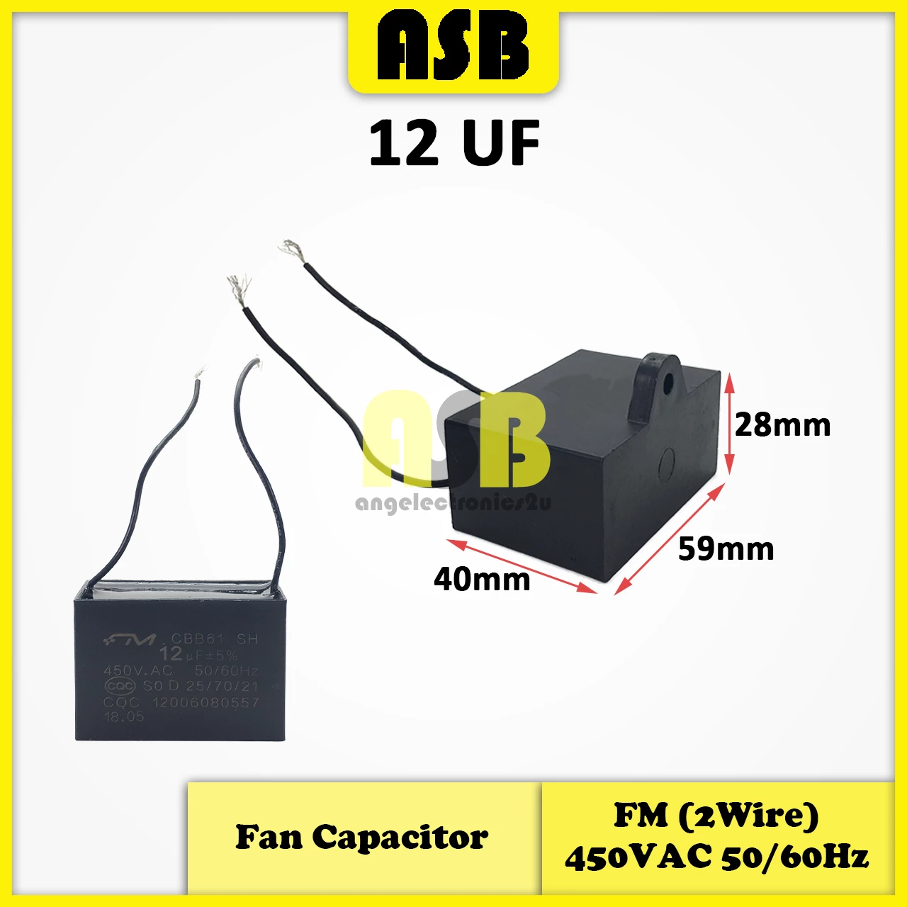 (1pc) FM Fan Capacitor ( 12UF , 14UF , 15UF , 16UF , 18UF , 20UF , 25UF , 30UF , 40UF )