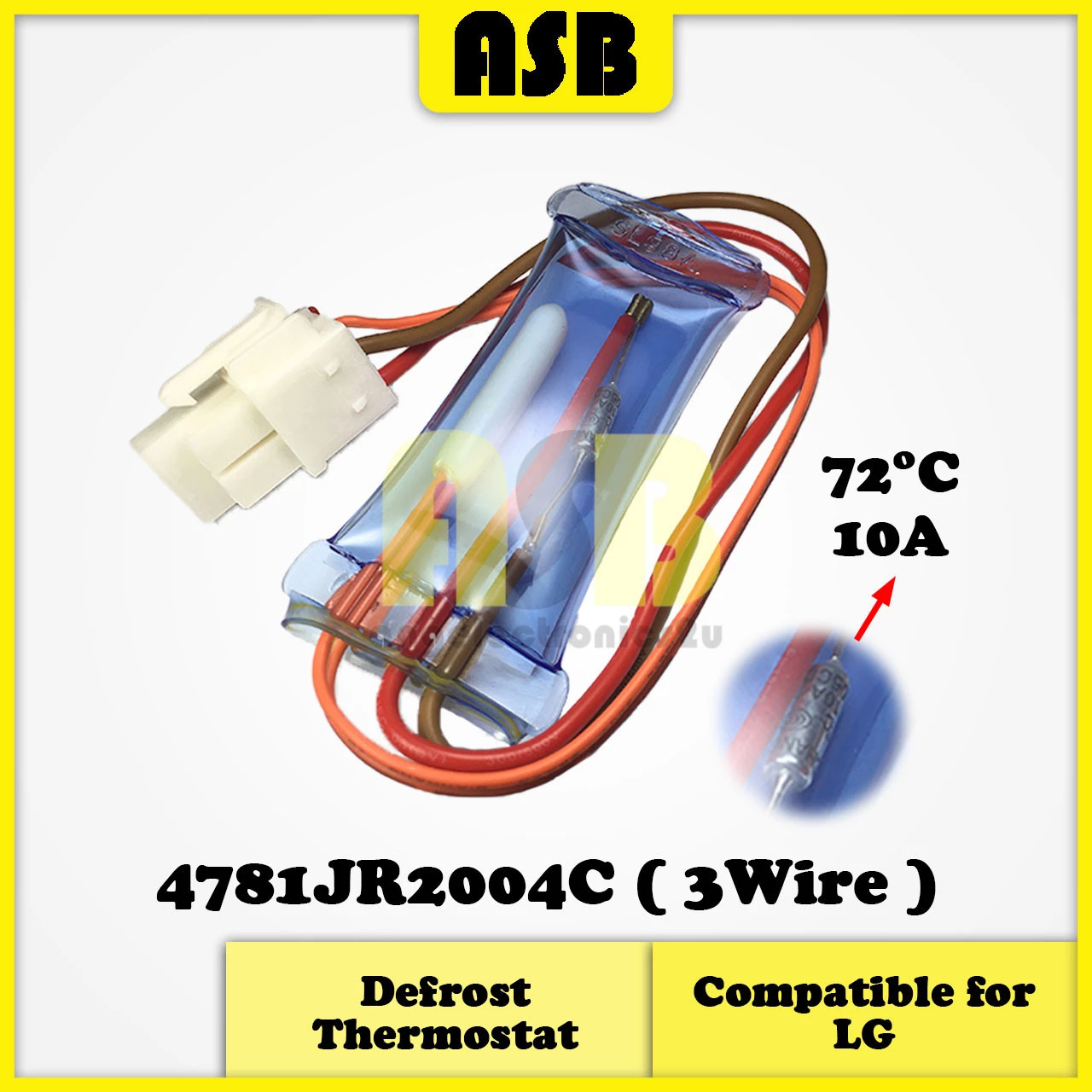 (1pc) ( Compatible : LG ) Fridge Defrost Thermostat ( 4781JR2004C / 6615JB2003 ) ( 3 / 4 Wire )