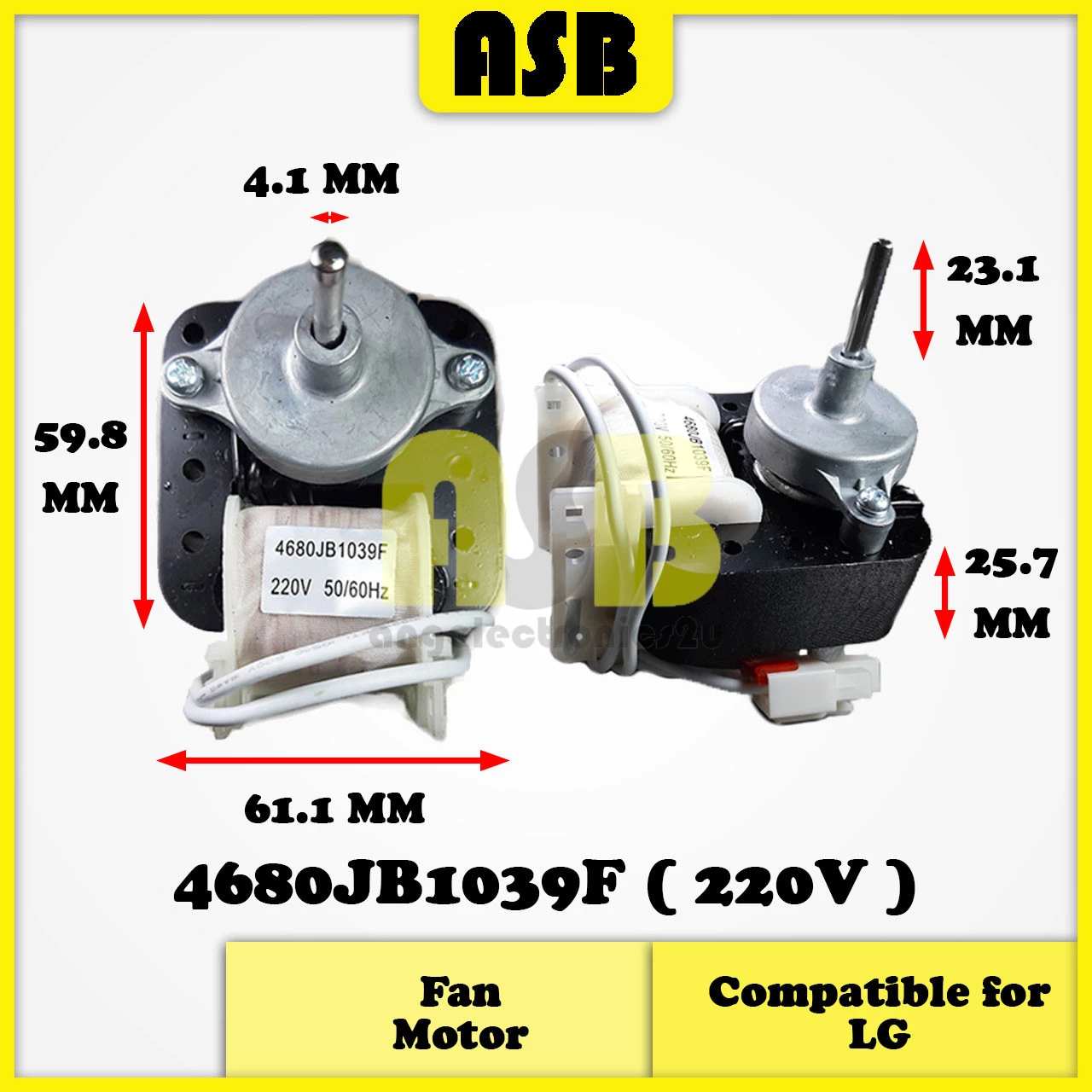 (1pc) ( Compatible : LG ) Fridge Fan Motor ( DC13V / 220V )