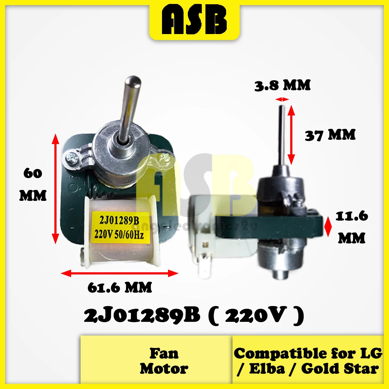 (1pc) ( Compatible : LG / ELBA / GOLDSTAR ) Fridge Fan Motor ( 661026001 )