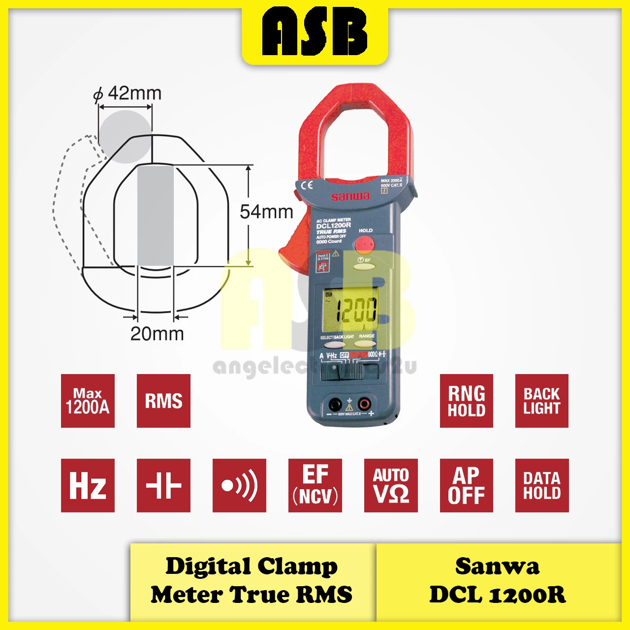(1pc) Sanwa DCL-1200R Digital Clamp Meter ( 362006002 )