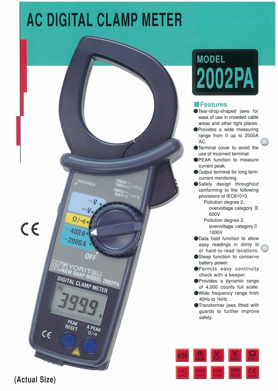 Kyoritsu 2002PA AC Digital Clamp Meter (362007013)