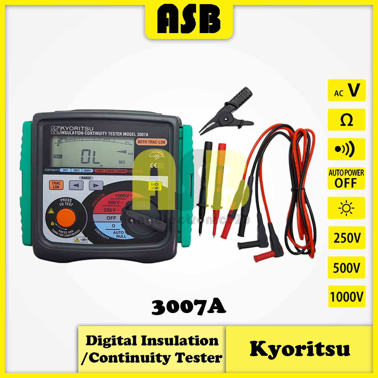 Kyoritsu 3007A Digital Insulation / Continuity Tester (362007005)