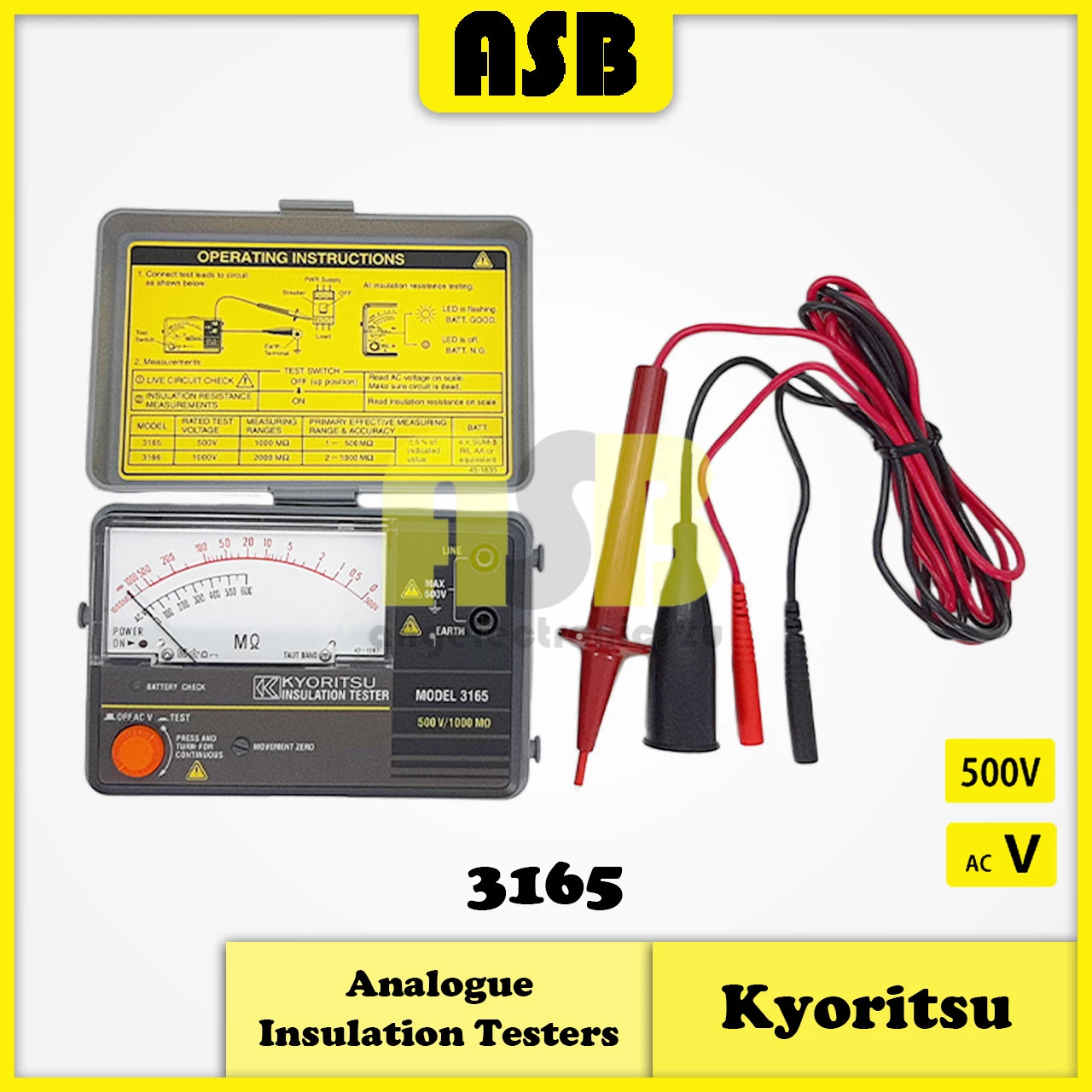 Kyoritsu 3165 Analogue Insulation Tester (362002052)