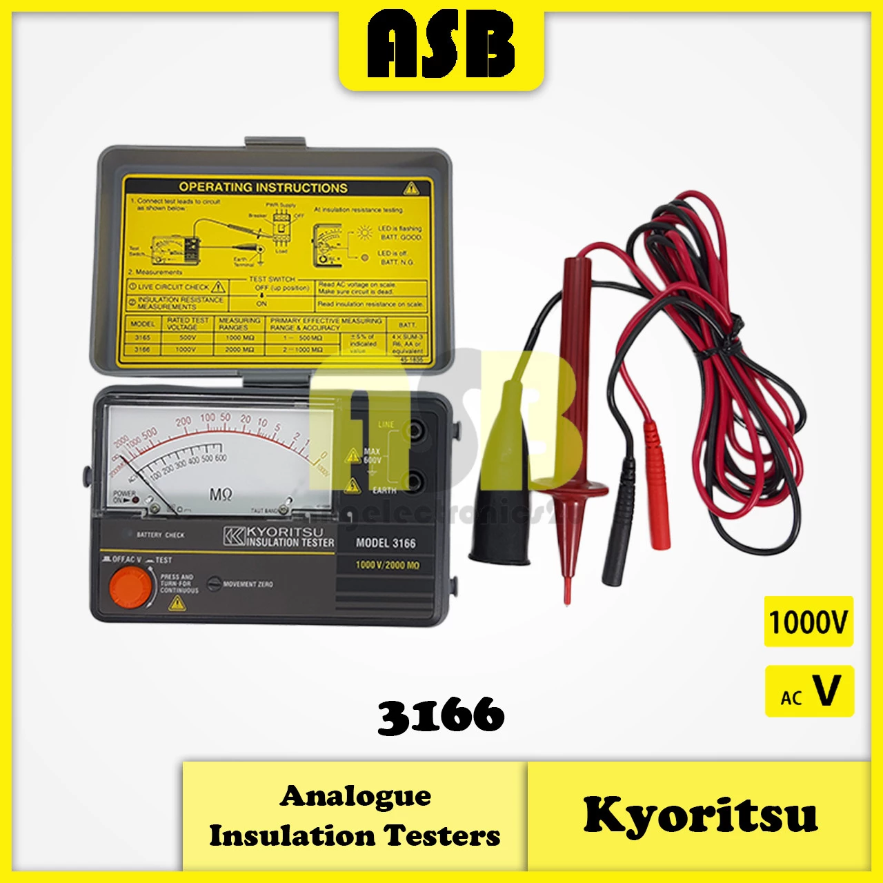 Kyoritsu 3166 Analogue Insulation Tester (362007007)