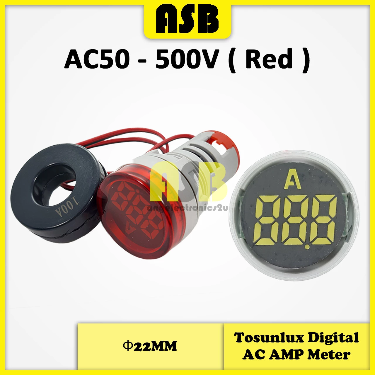 (1pc) Tosunlux Digital AC Amp Meter Ф 22MM ( AC 0 - 100A )