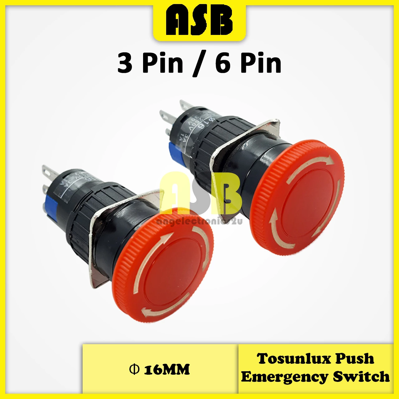 (1pc) Tosunlux Push Emergency Switch Ф 16MM ( 3 Pin / 6 Pin )