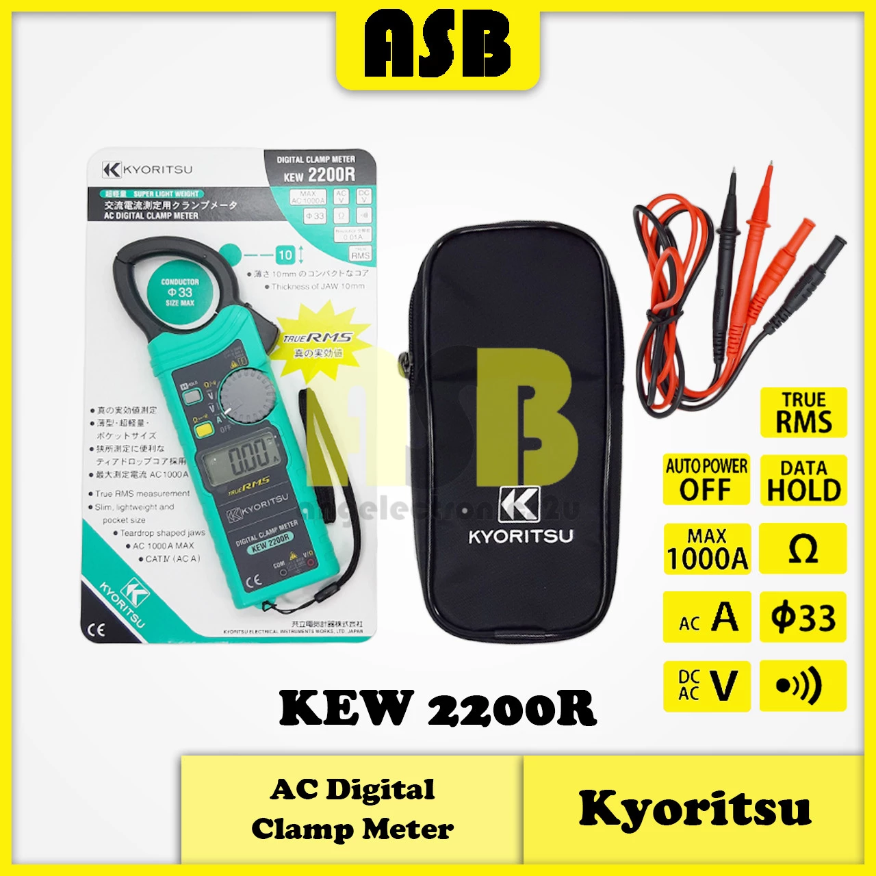Kyoritsu KEW 2200R AC Digital Clamp Meter with True RMS (362007043)