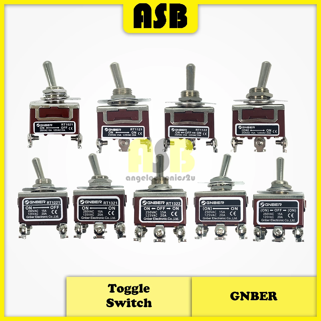 (1pc) GNBER RT Series Industrial Toggle ON / OFF / OFF Switch  ( 2 Pin / 3 Pin / 4 Pin / 6 Pin )