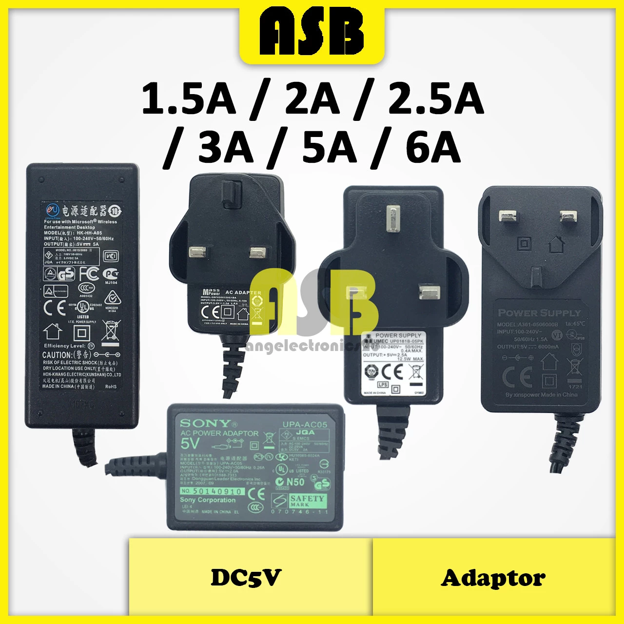 (1pc) Adaptor DC5V ( 1.5A / 2A / 2.5A / 3A / 5A / 6A )