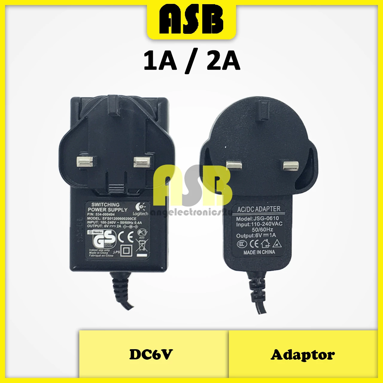 (1pc) Adaptor DC6V ( 1A / 2A ) ( UK Plug )