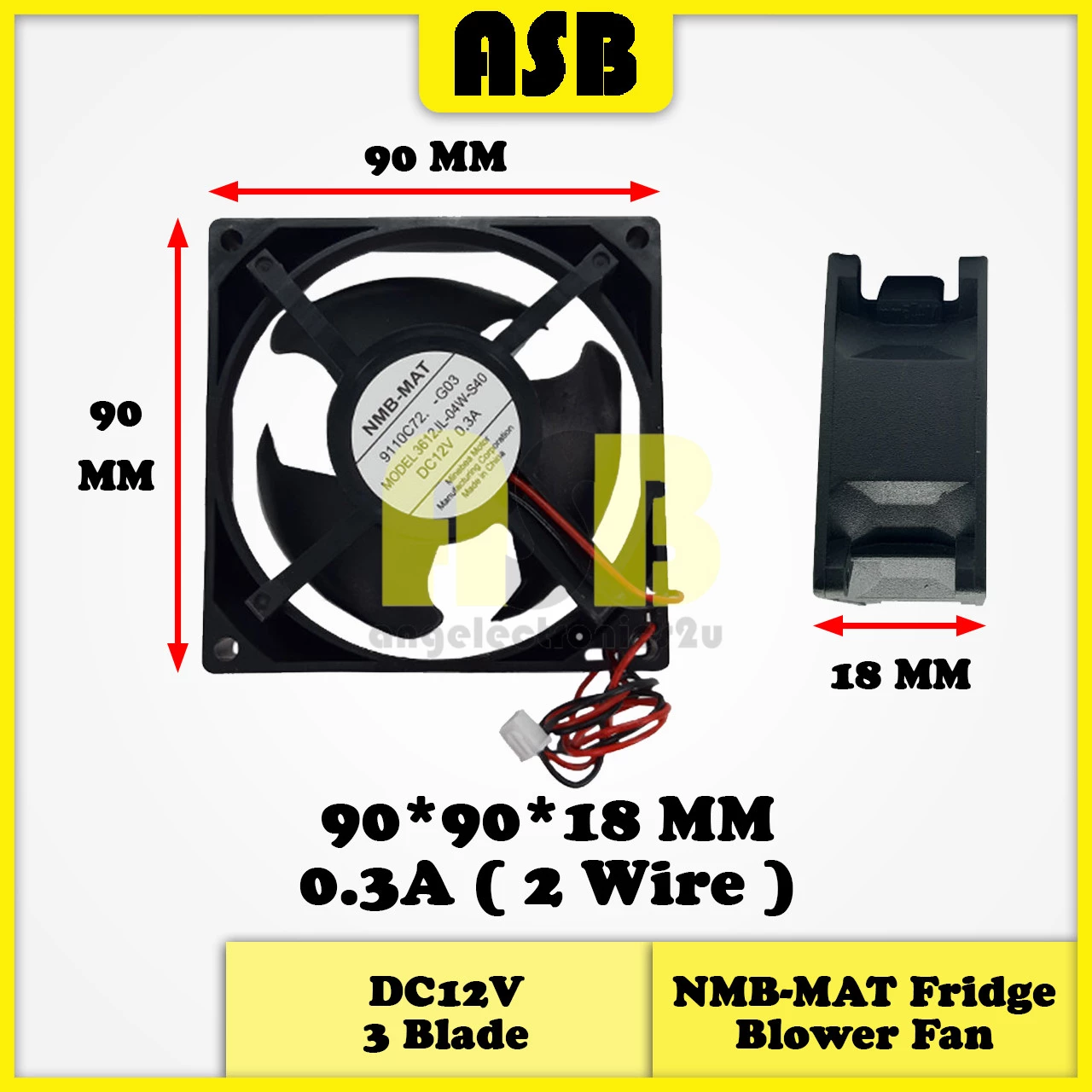 (1pc) Freezer Fridge Blower Fan NMB-MAT DC12V 0.07A / 0.3A ( 2 Wire / 3 Wire )