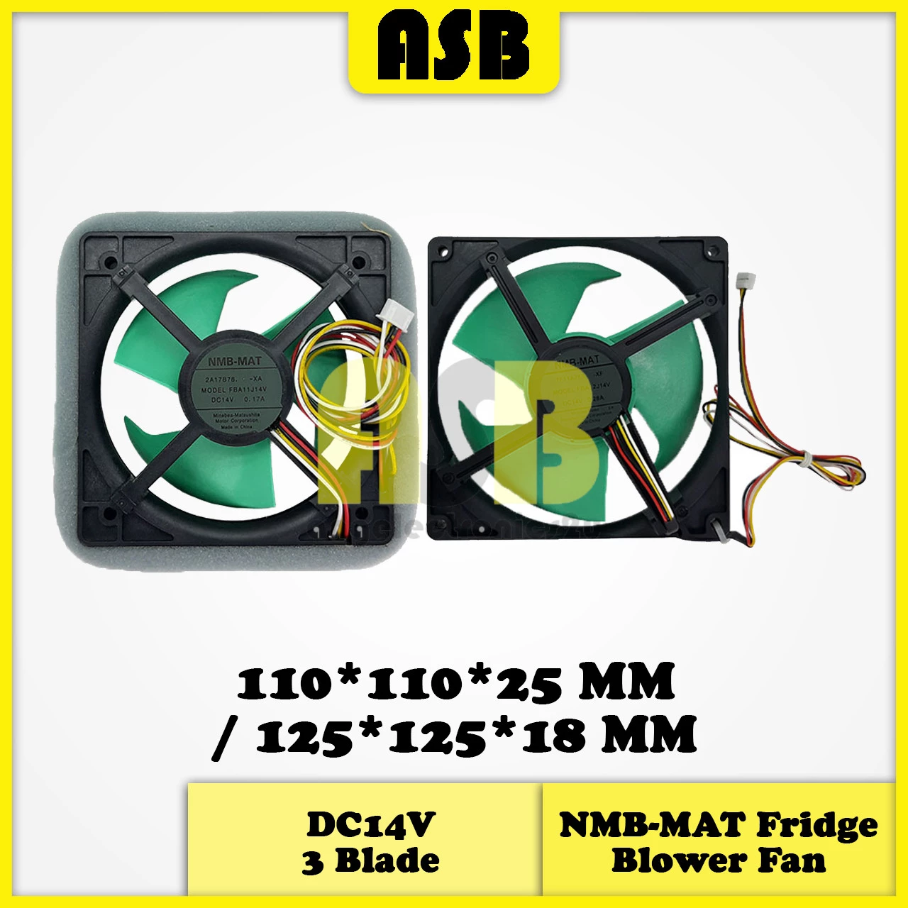 (1pc) Freezer Fridge Blower Fan NMB-MAT DC14V 0.17A / 0.28A ( 4 Wire )