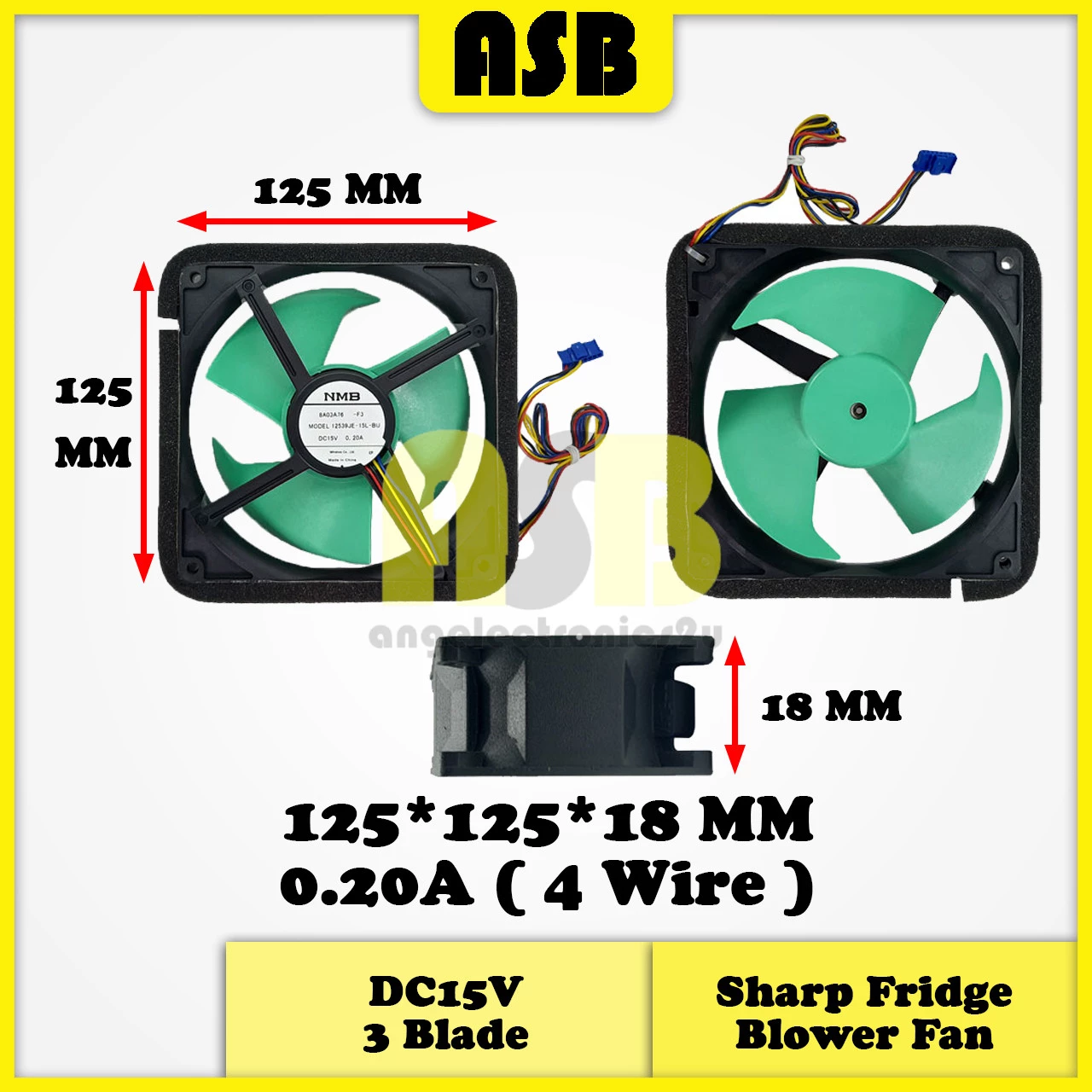 (1pc) Freezer Fridge Blower Fan Sharp DC15V 0.20A ( 4 Wire ) ( 151010301 )