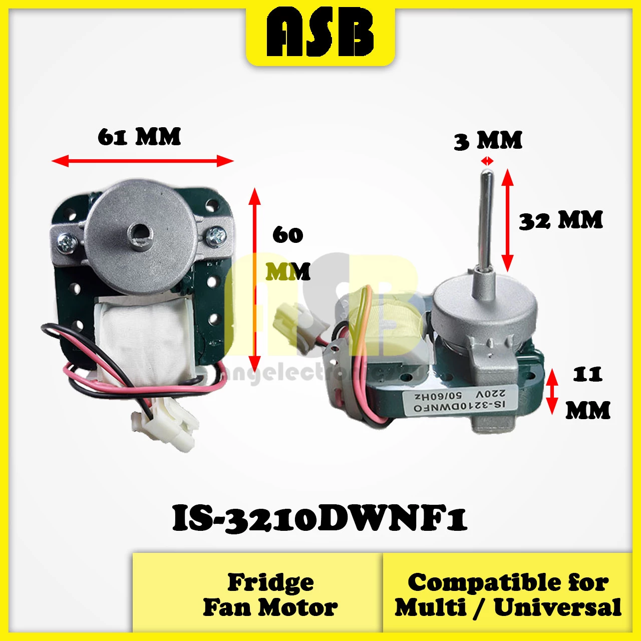 (1pc) ( Compatible Brand : Multi / Universal ) Fridge Fan Motor