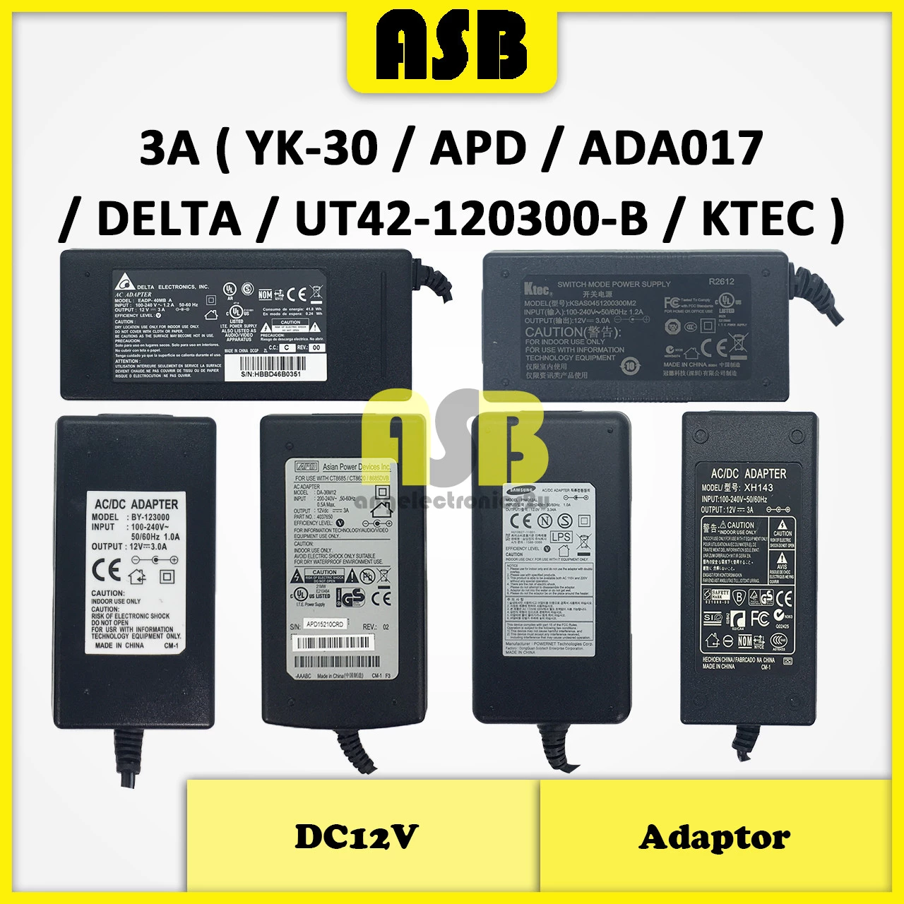 (1pc) Adaptor DC12V ( 3A / 3.34A )