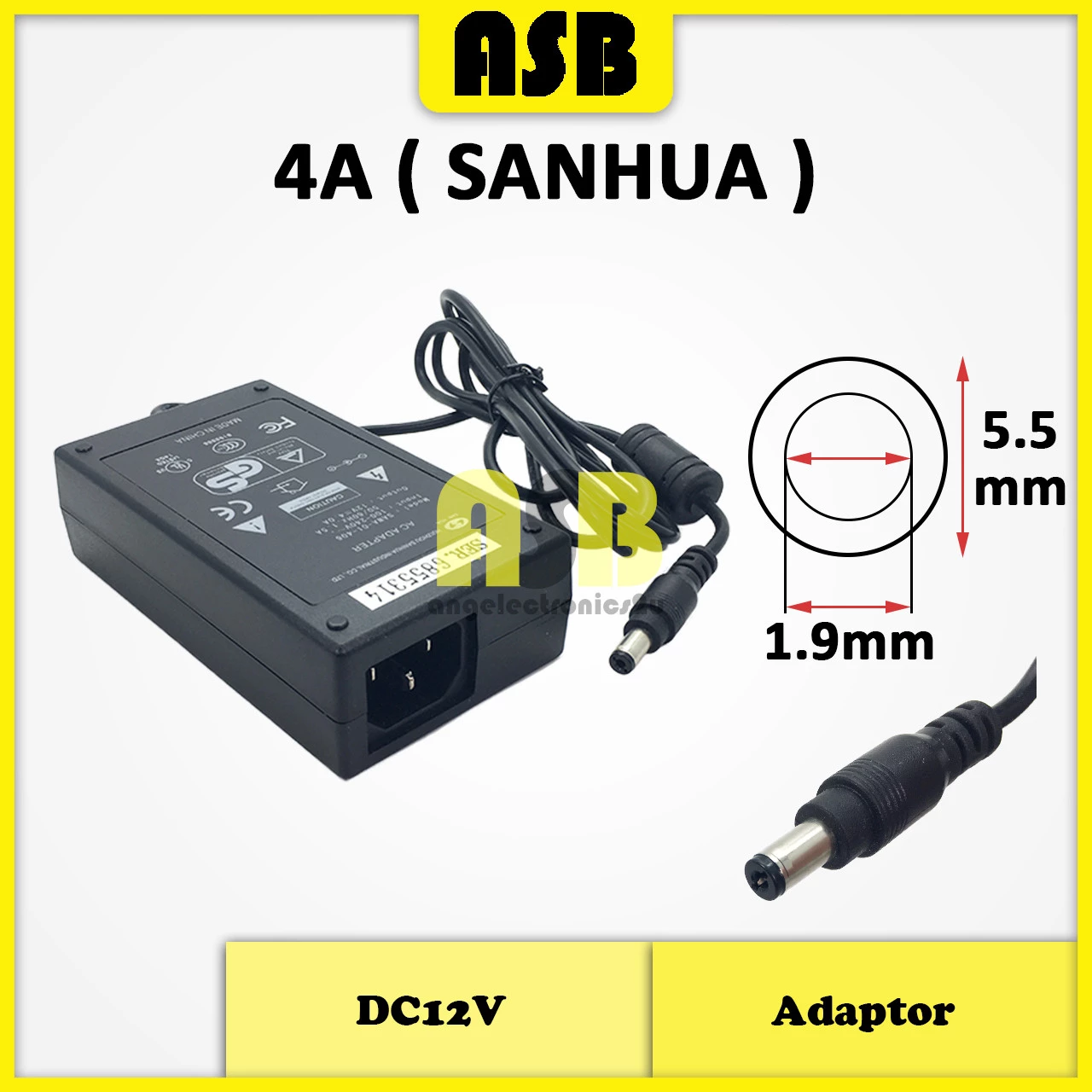 (1pc) Adaptor DC12V 4A ( SANHUA / Multi / LITEON / ASTRO / KTEC )