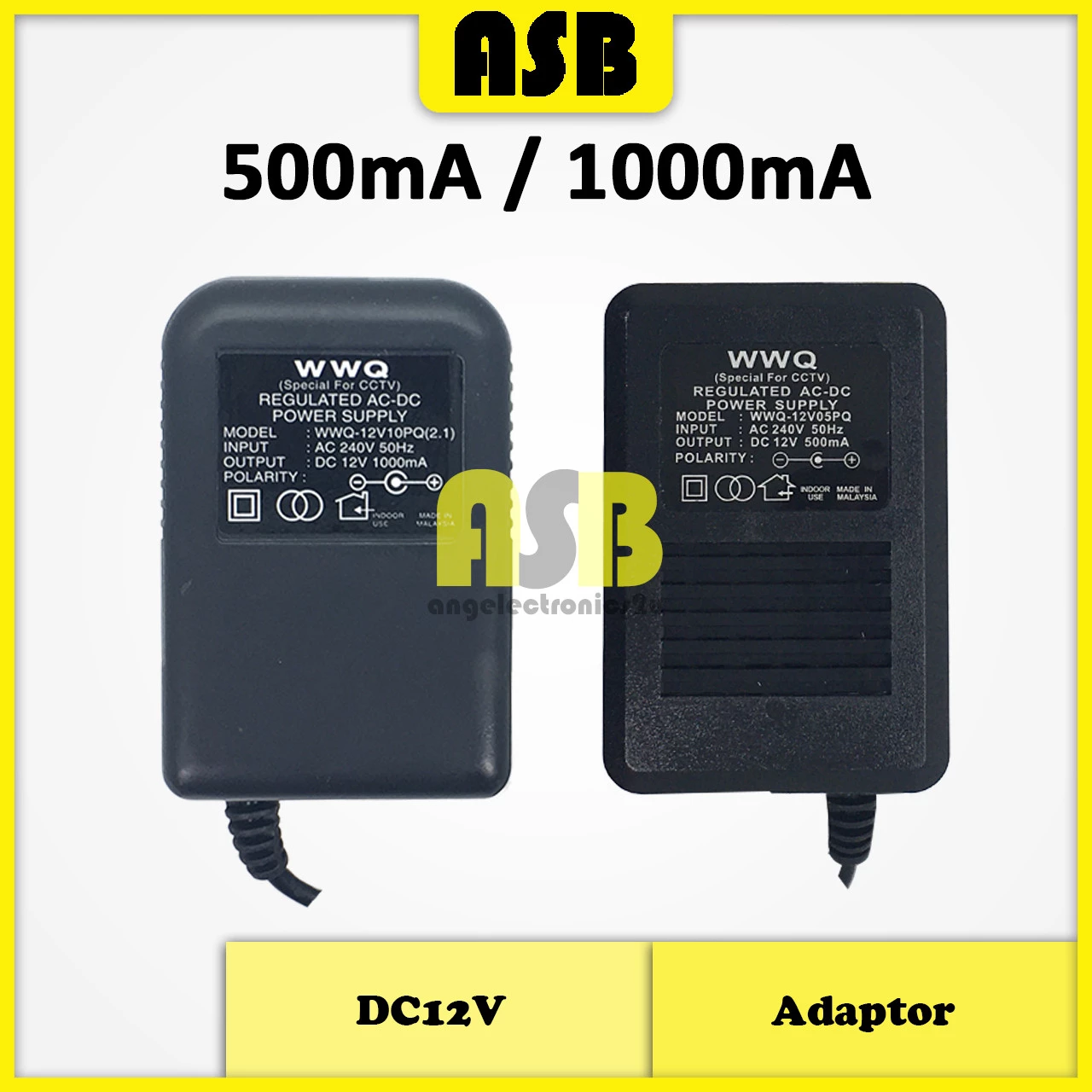 (1pc) Adaptor CCTV DC12V ( 500mA / 1000mA ) ( UK Plug )