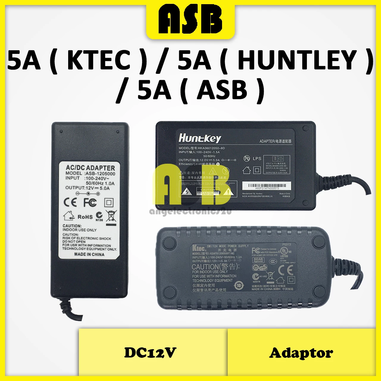 (1pc) Adaptor DC12V 5A ( ASB / HUNTLEY / KTEC )