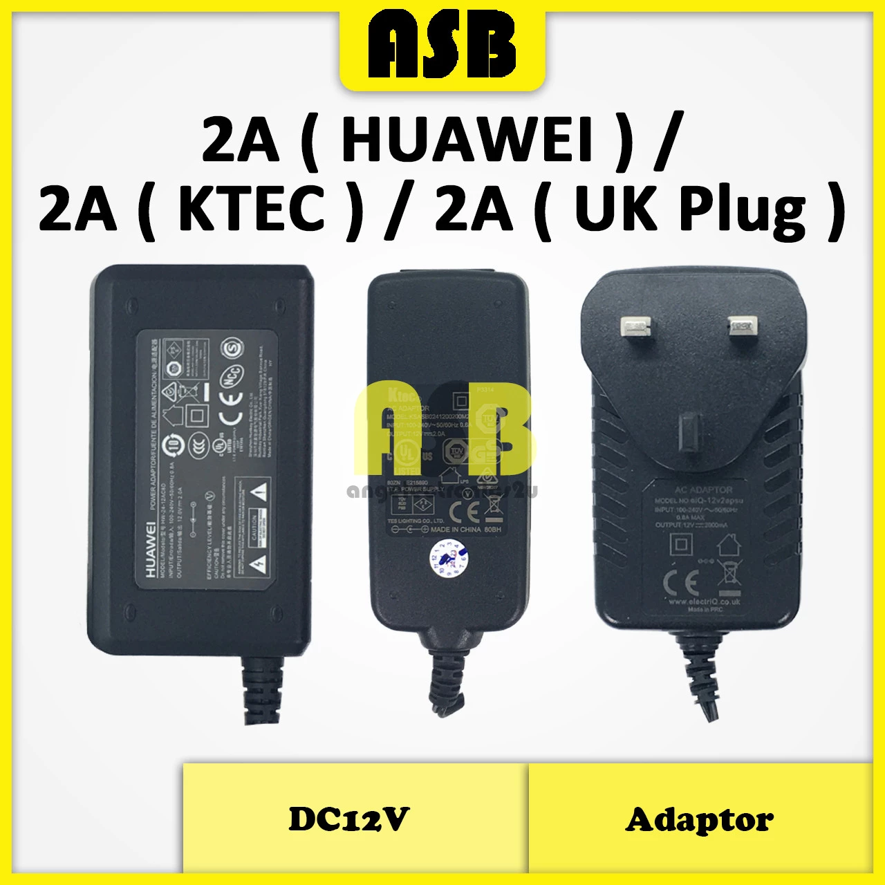 (1pc) Adaptor DC12V 2A ( HUAWEI / KTEC / Multi-Universal )