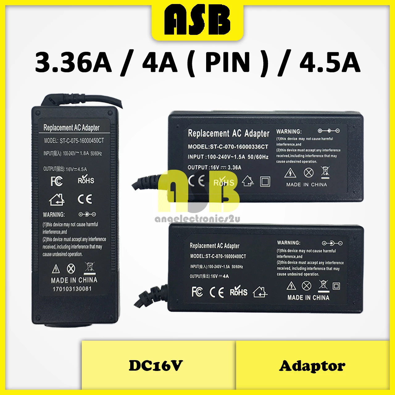 (1pc) Adaptor DC16V ( 3.36A / 4A / 4.5A ) ( UK Plug )