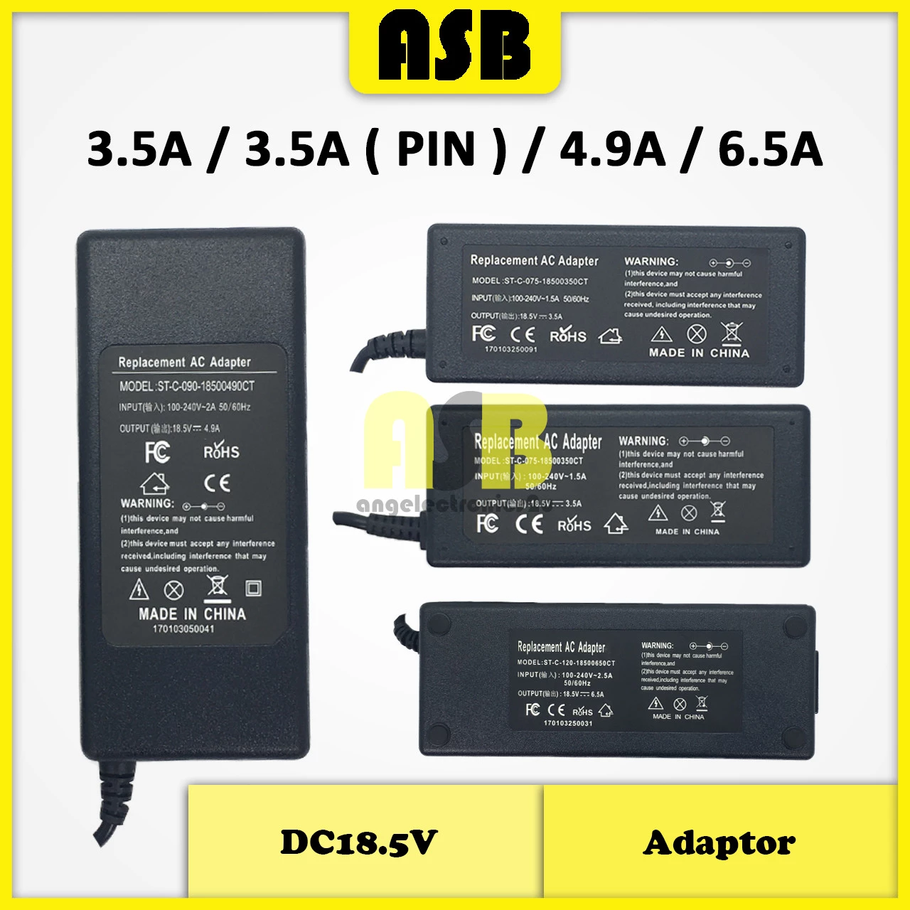 (1pc) Adaptor DC18.5V ( 3.5A / 4.9A / 6.5A )