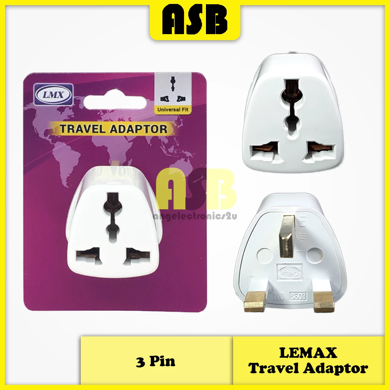 (1pc) LEMAX Travel Adaptor S603 ( 3 Pin ) ( 001001020 )