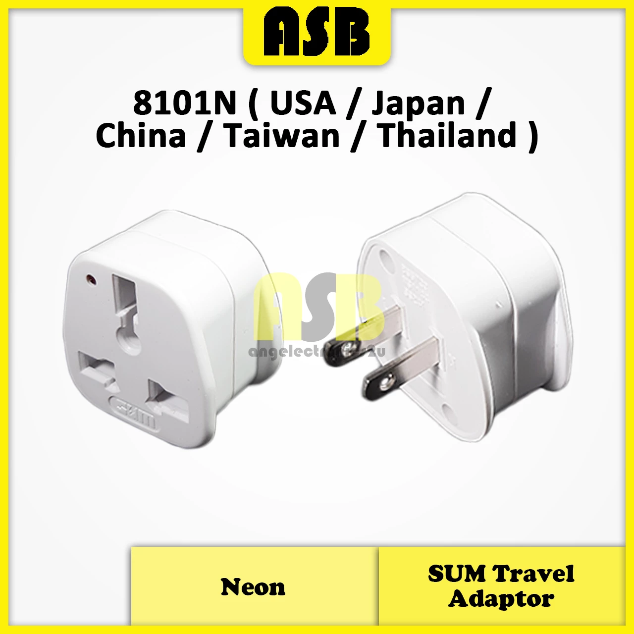 (1pc) SUM Universal Travel Adaptor ( 8101N / 8102N / 8106N / 8107N ) ( NEON )