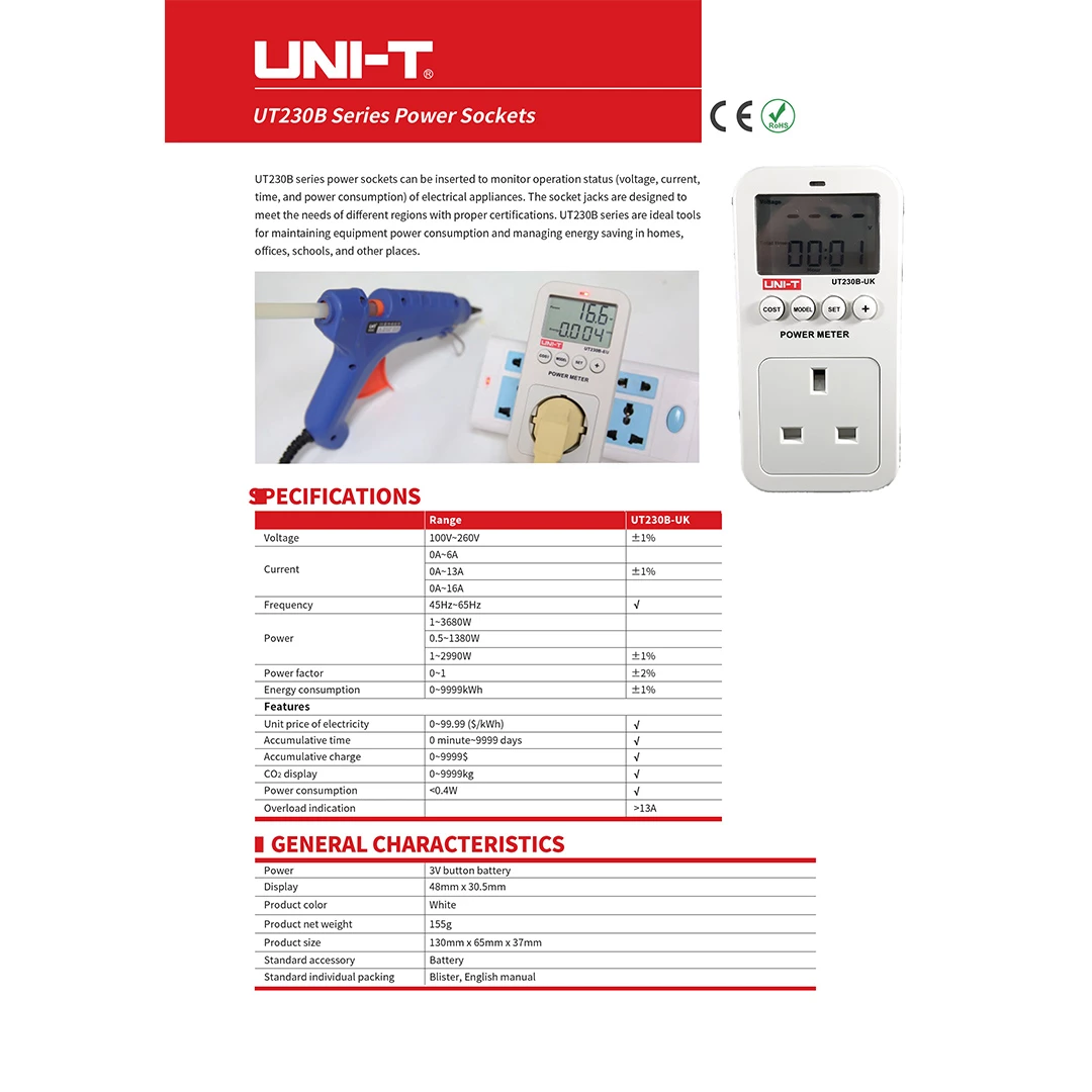 (1pc) Uni-T UT 230B UK Power Socket Tester / Penguji Soket Kuasa ( 362002148 )