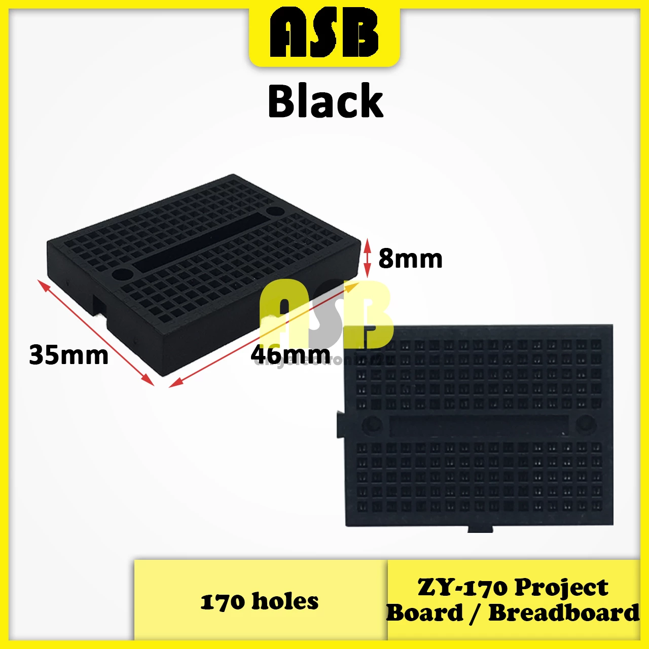 ZY-170 Project Board / Breadboard ( 170 holes ) ( Black / Red / Orange / Blue / White / Green )