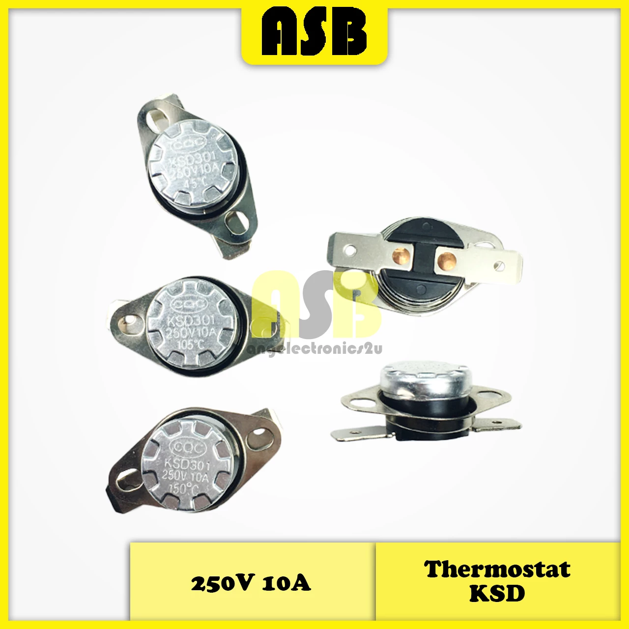 (1pc) Thermostat KSD301 250V 10A 2WAY ( 45°C / 50°C / 55°C / 60°C / 65°C / 70°C / 75°C/ 80°C/ 85°C/ 90°C/ 95°C/ 100°C )