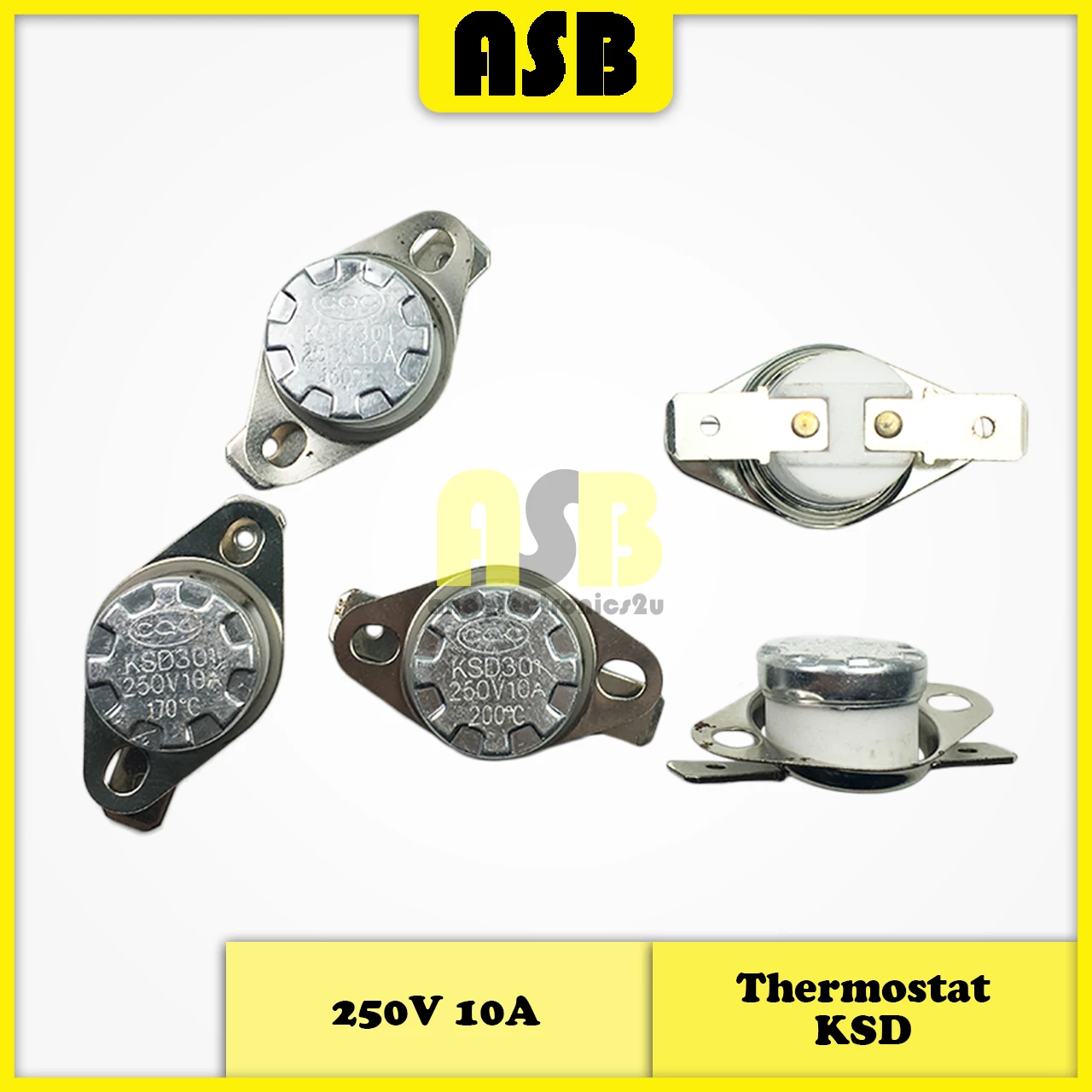 (1pc) Thermostat KSD301 250V 10A 2WAY ( 160°C / 170°C / 180°C / 190°C / 200°C )