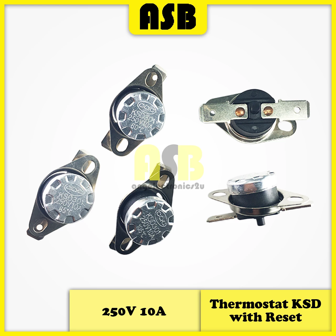 (1pc) Thermostat With Reset KSD301 250V 10A 2WAY ( 60°C / 65°C / 70°C / 75°C / 80°C / 85°C / 90°C / 95°C/100°C/105°C )