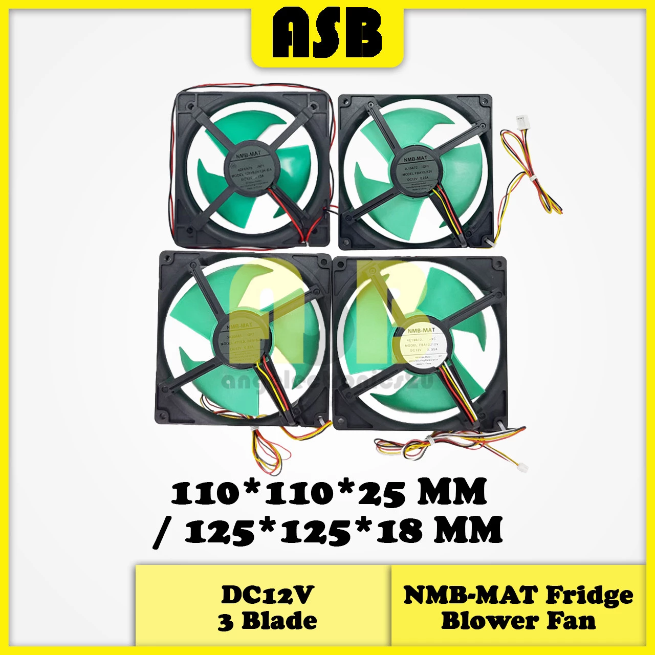 (1pc) Freezer Fridge Blower Fan NMB-MAT DC12V 2 Wire (0.19A) , 3 Wire (0.23A) , 4 Wire (0.35A)