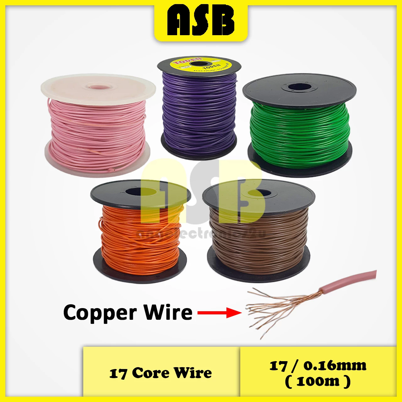 (1pc) 17/0.16mm Cable ( 100m ) 17 Core Wire ( Copper ) ( Mix Colour ) (061014045)