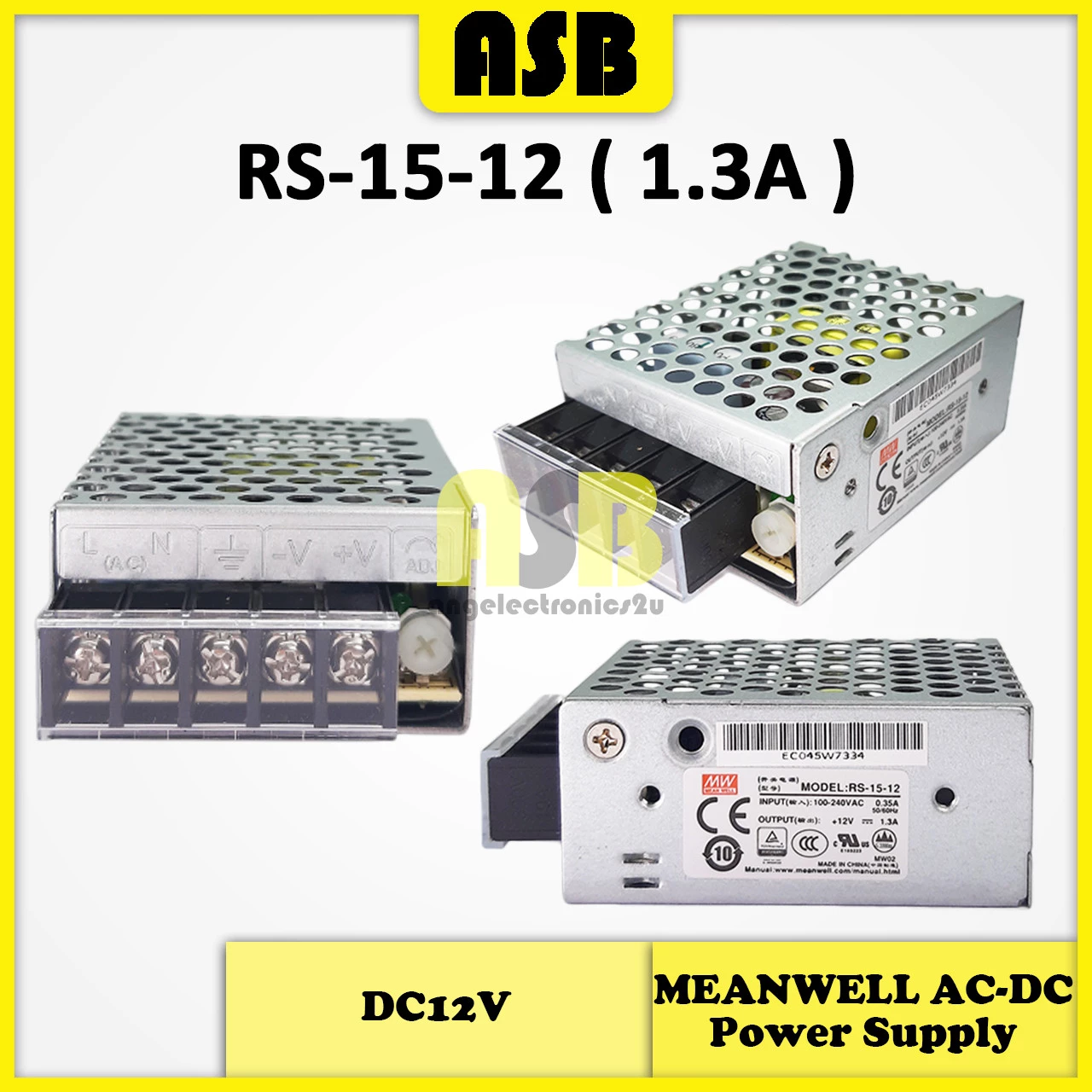 (1pc) MEANWELL DC 12V Switching Power Supply ( 1.3A / 3A / 4.2A / 8.5A / 12.5A / 17A / 29A )