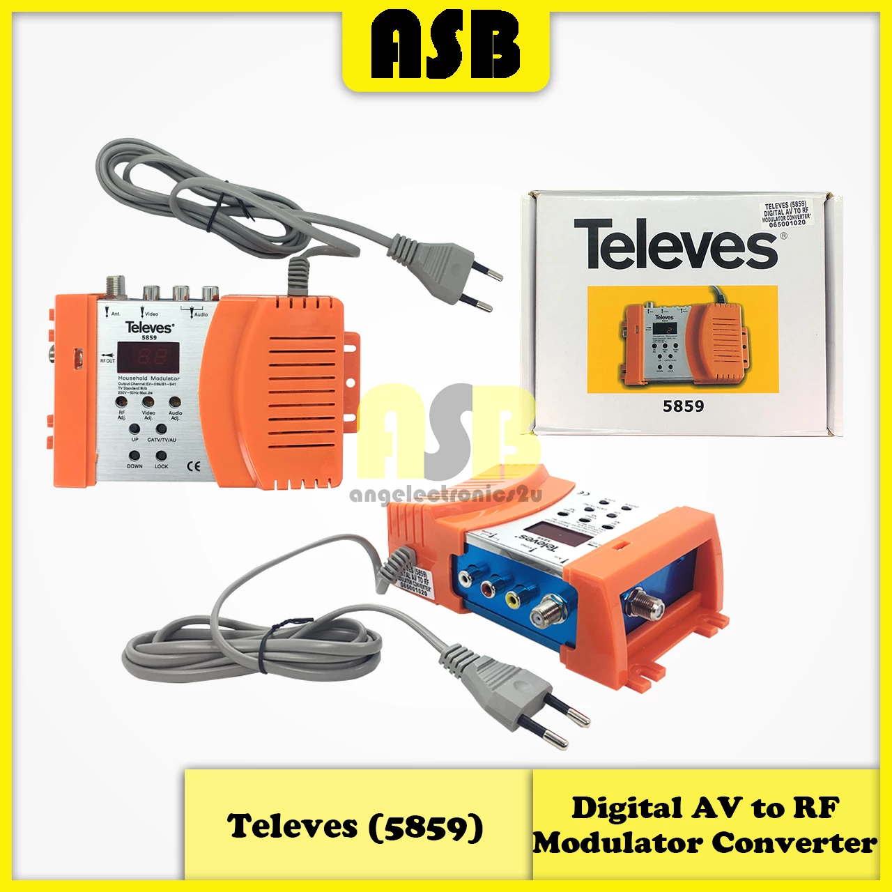 (1pc) Televes ( 5859 ) Digital AV to RF Modulator Converter ( AV04 ) ( 065001020 )