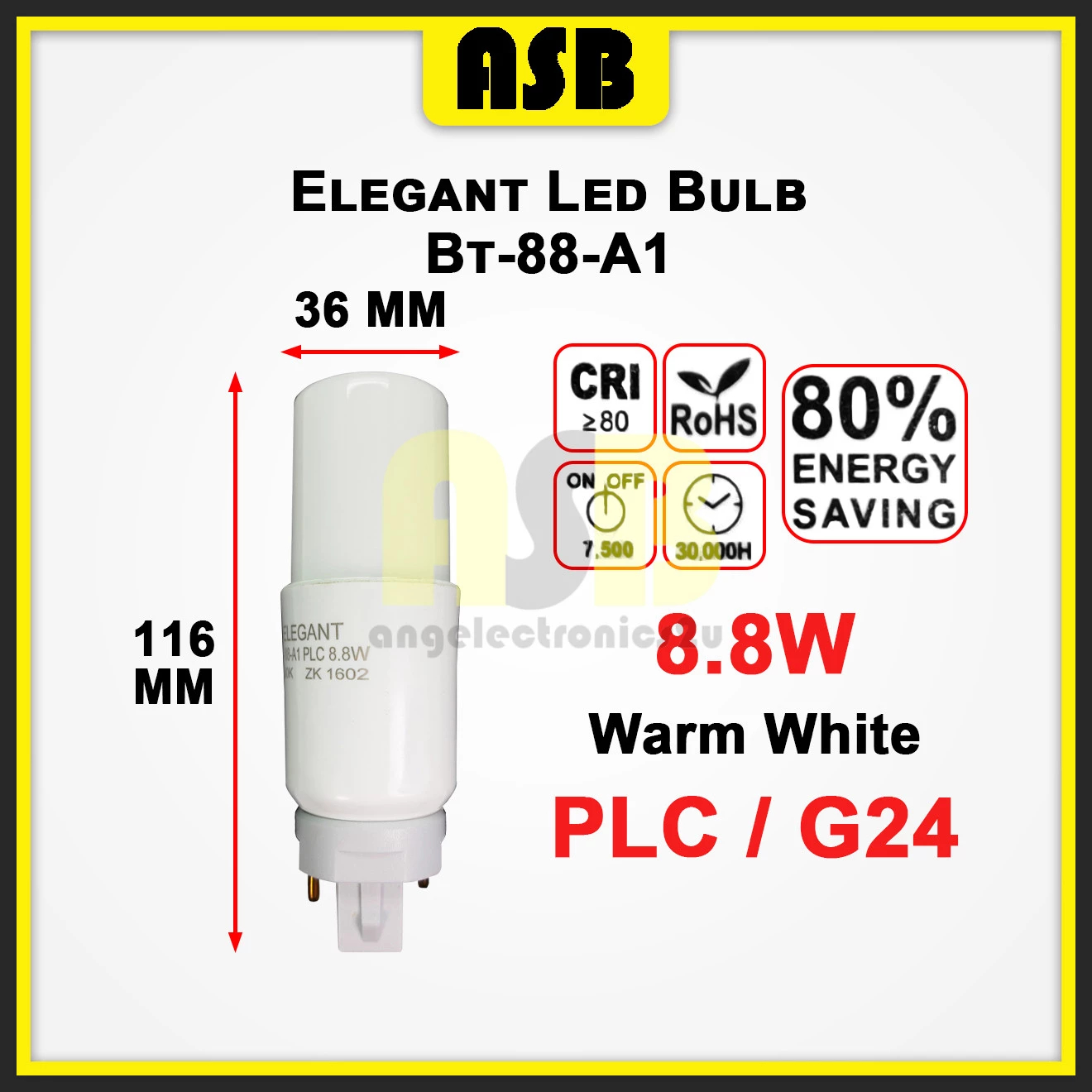 (1pc) Elegant LED Bulb 8.8W BT-88-A1 ( PLC / G24 ) ( Warm White ) (341016004)