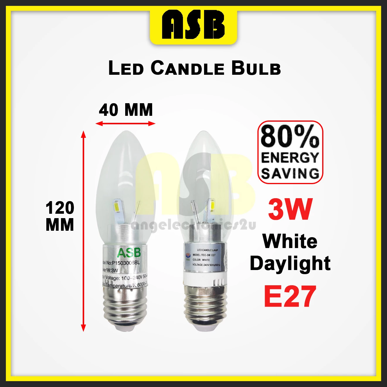 (1pc) LED Candle Bulb 3W ( E27 ) ( Daylight / White )