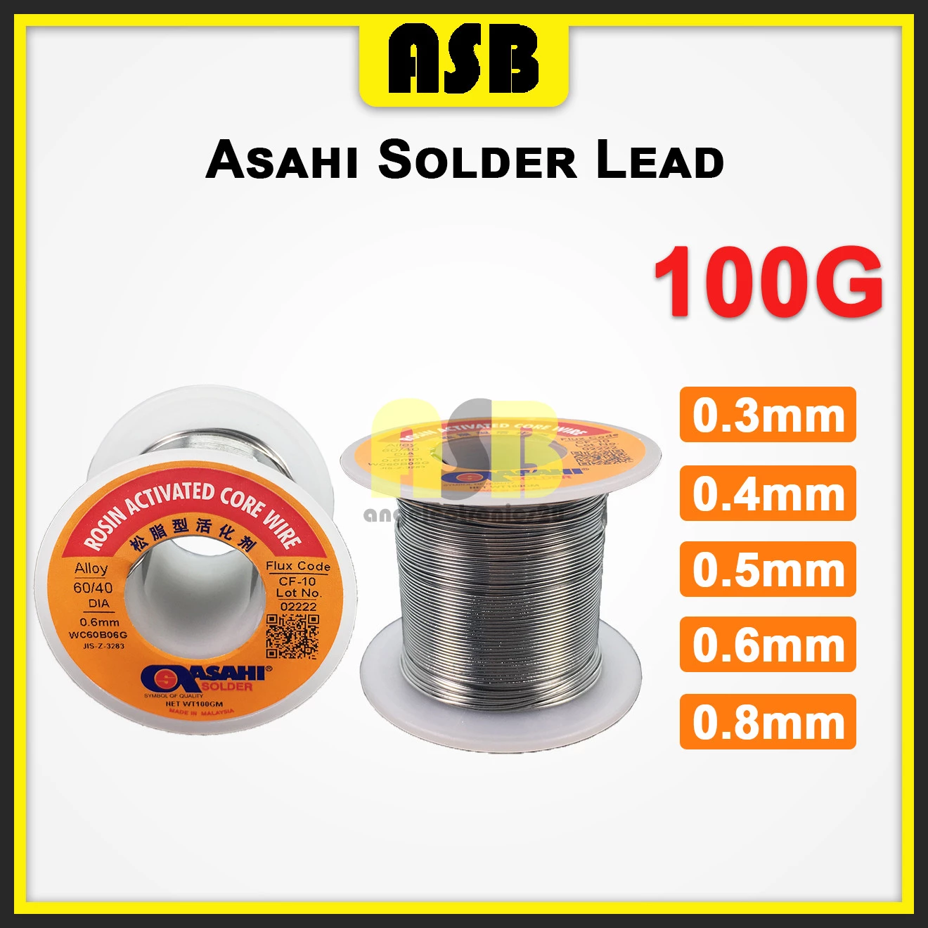 (1pc) 100 gram / 100 g ASAHI Solder Lead 0.3mm / 0.4mm / 0.5mm / 0.6mm / 0.8mm