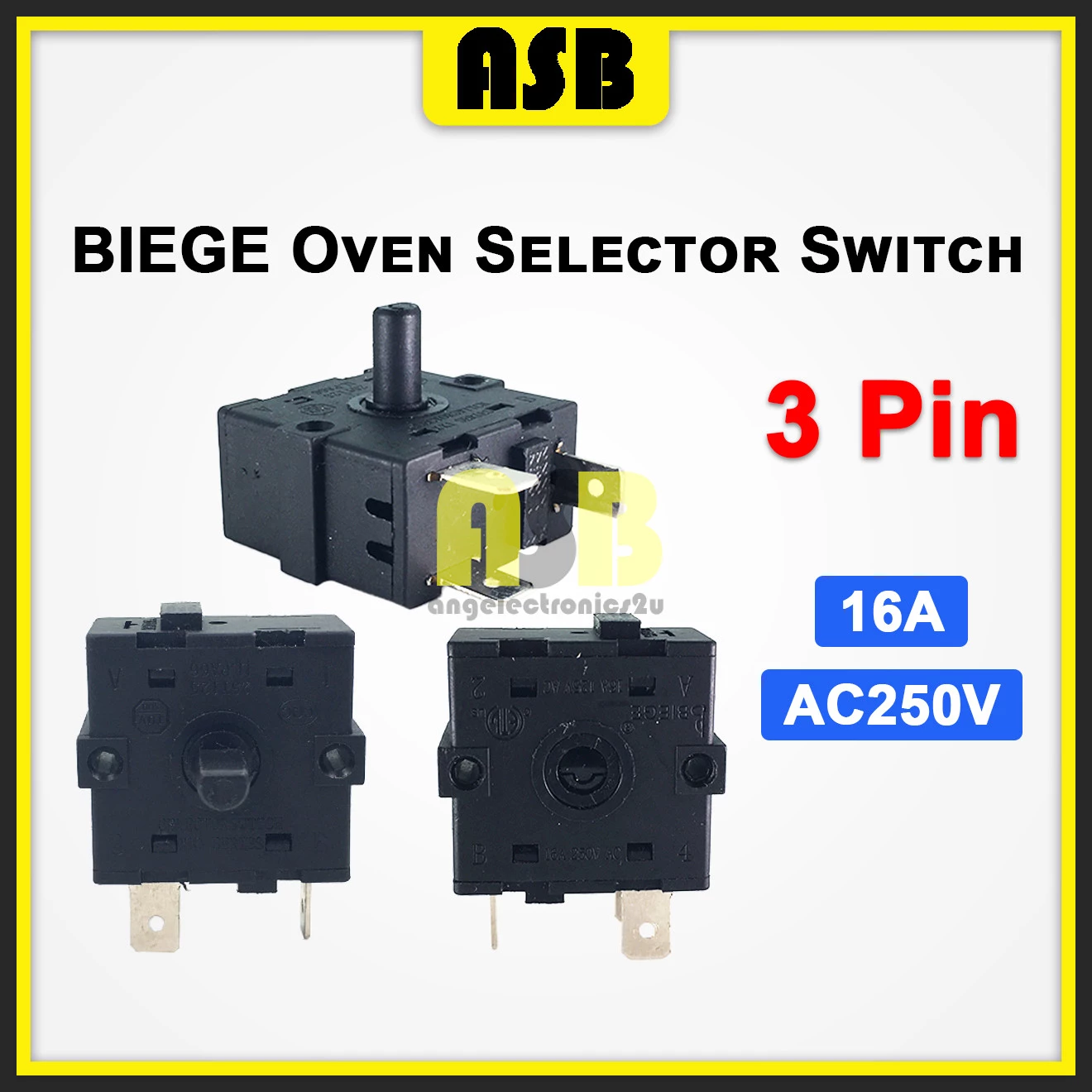 (1pc) BIEGE Oven Selector Switch 3 Pin ( 16A ) ( AC 250V ) ( 032006018 )